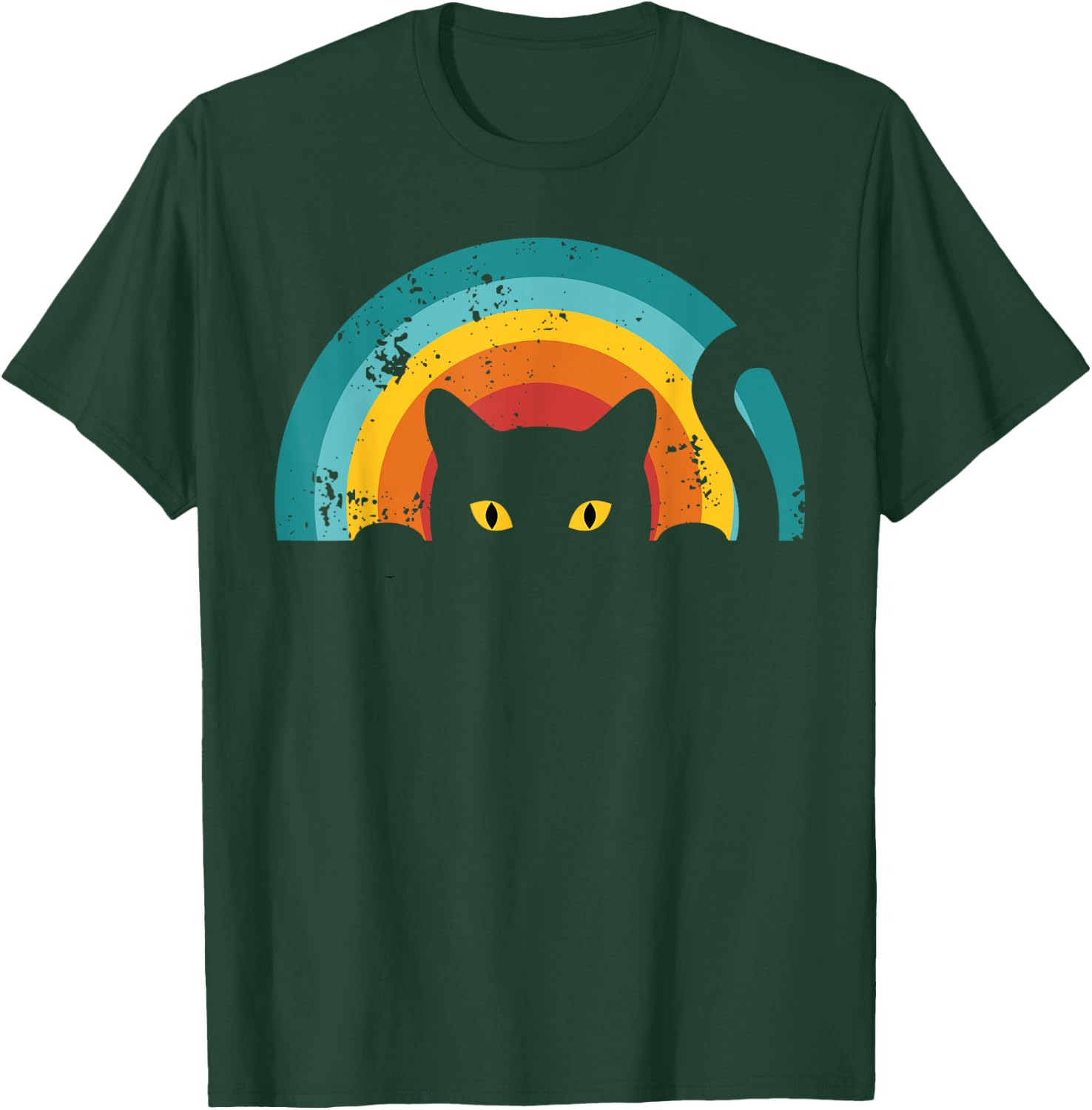 Vintage Style Cat Retro Distressed Cat T-Shirt - T-Shirt | Forest