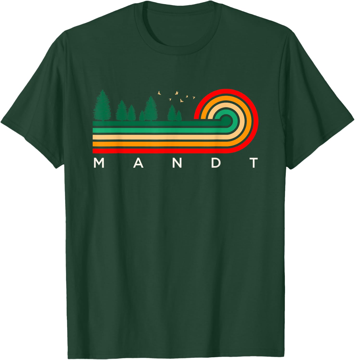 Evergreen Vintage Stripes Mandt, North Dakota T-Shirt - T-Shirt | Forest