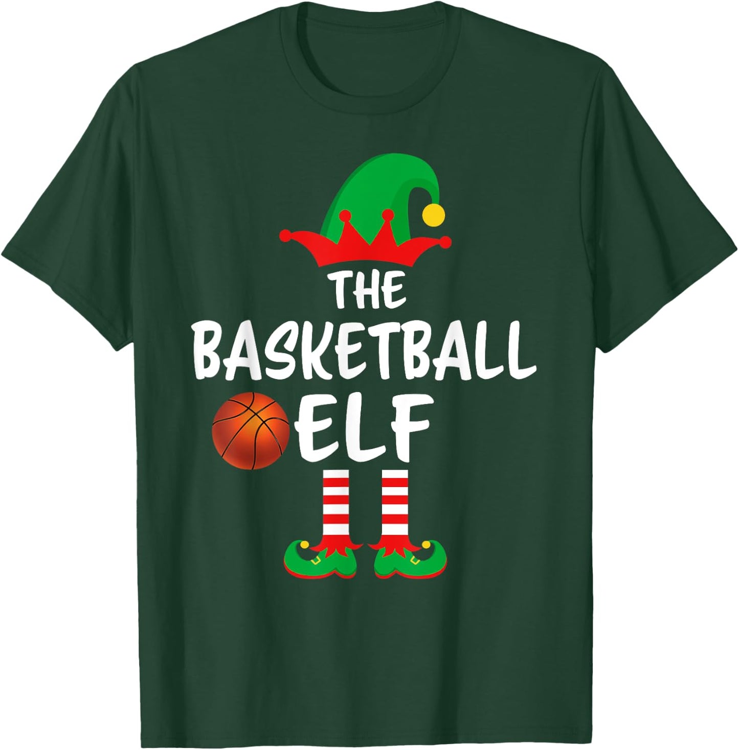 The Basketball Elf Matching Family Christmas T-Shirt - T-Shirt | Forest
