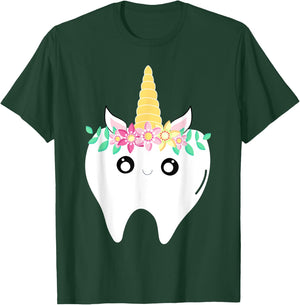 Unicorn Tooth Dentist Lost First Tooth Kawaii Fairy Tooth T-Shirt - T-Shirt | Forest