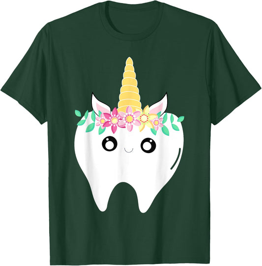 Unicorn Tooth Dentist Lost First Tooth Kawaii Fairy Tooth T-Shirt - T-Shirt | Forest