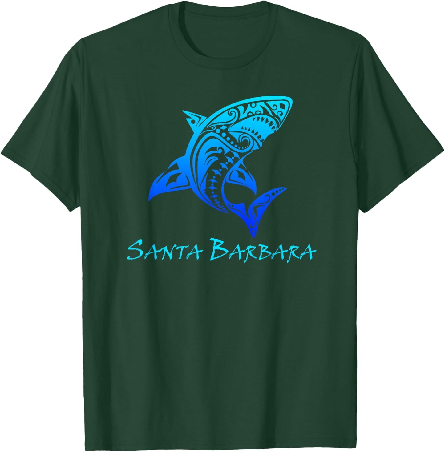 Santa Barbara, California Vintage Vacation Tribal Shark T-Shirt - T-Shirt | Forest