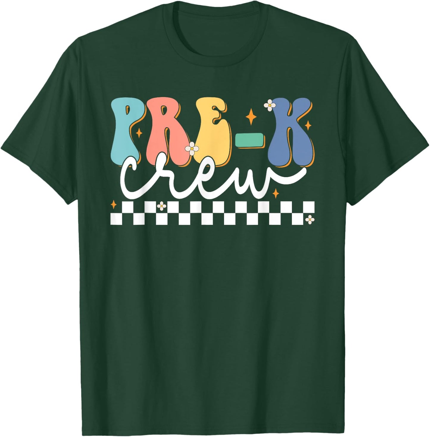 Pre-k Crew Groovy First Day Of School Pre-k Teacher Crew T-Shirt - T-Shirt | Forest