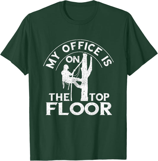 Tree Care Preservation Wood Climber Arborist Office Tree Climbing Chainsaw Lumberjack Logger -Adults Black Short Sleeve Cotton Classic Fit T-Shirt - T-Shirt | Forest