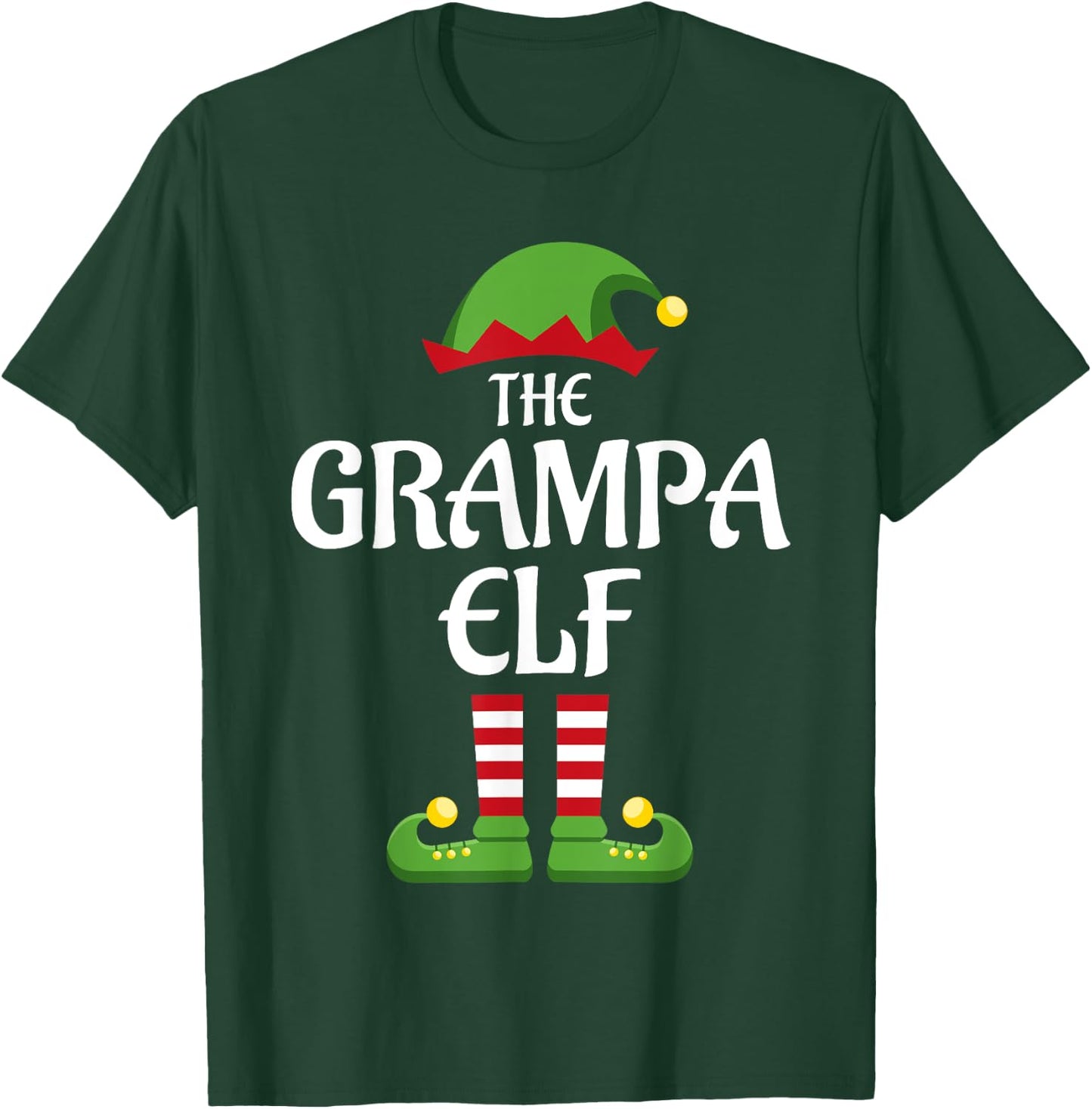 Grampa Elf Family Matching Group Christmas Grandpa T-Shirt - T-Shirt | Forest