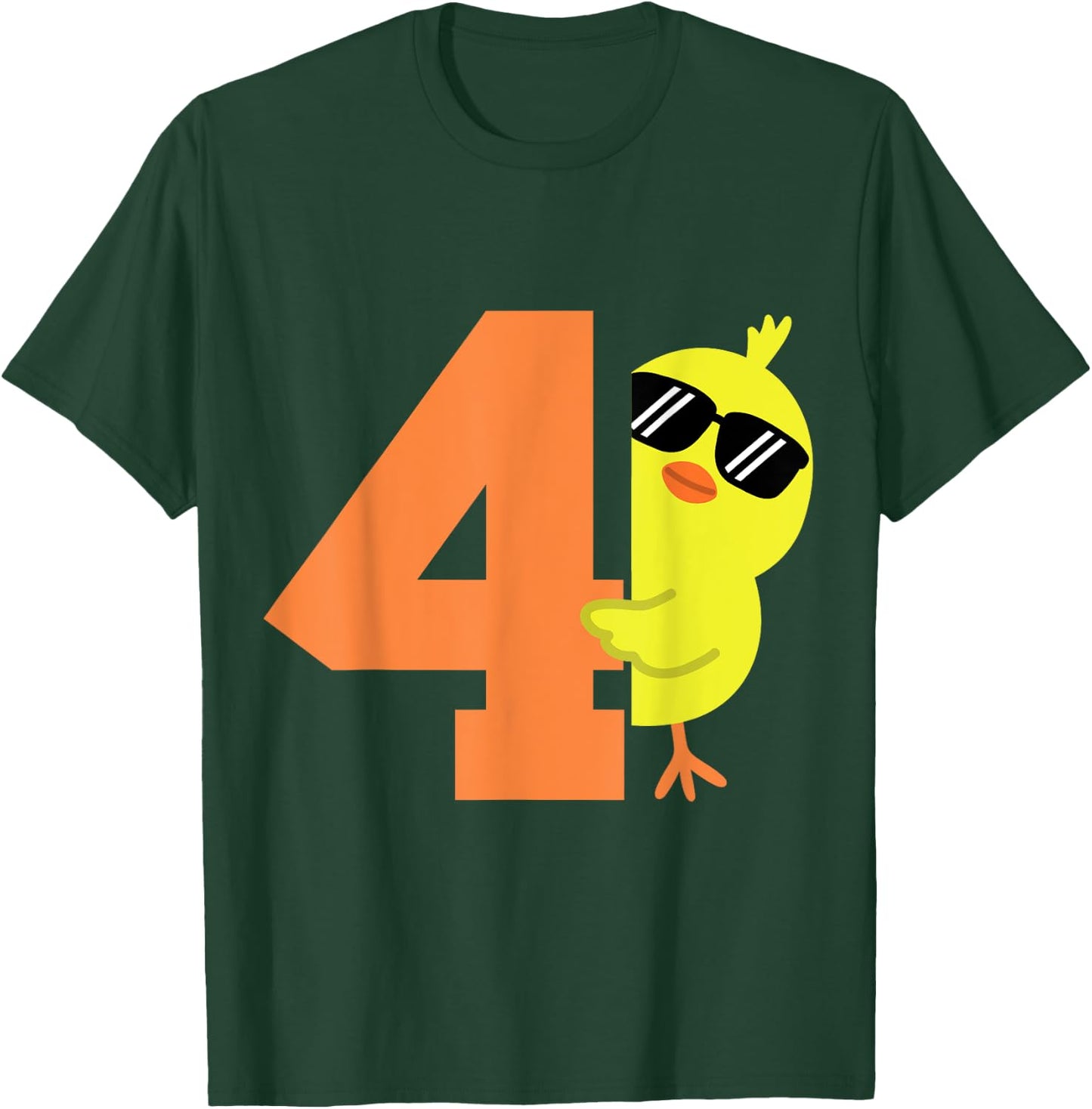Kids 4th Birthday Chicken Themed Cute 4 Year Old Boys Chick T-Shirt - T-Shirt | Forest