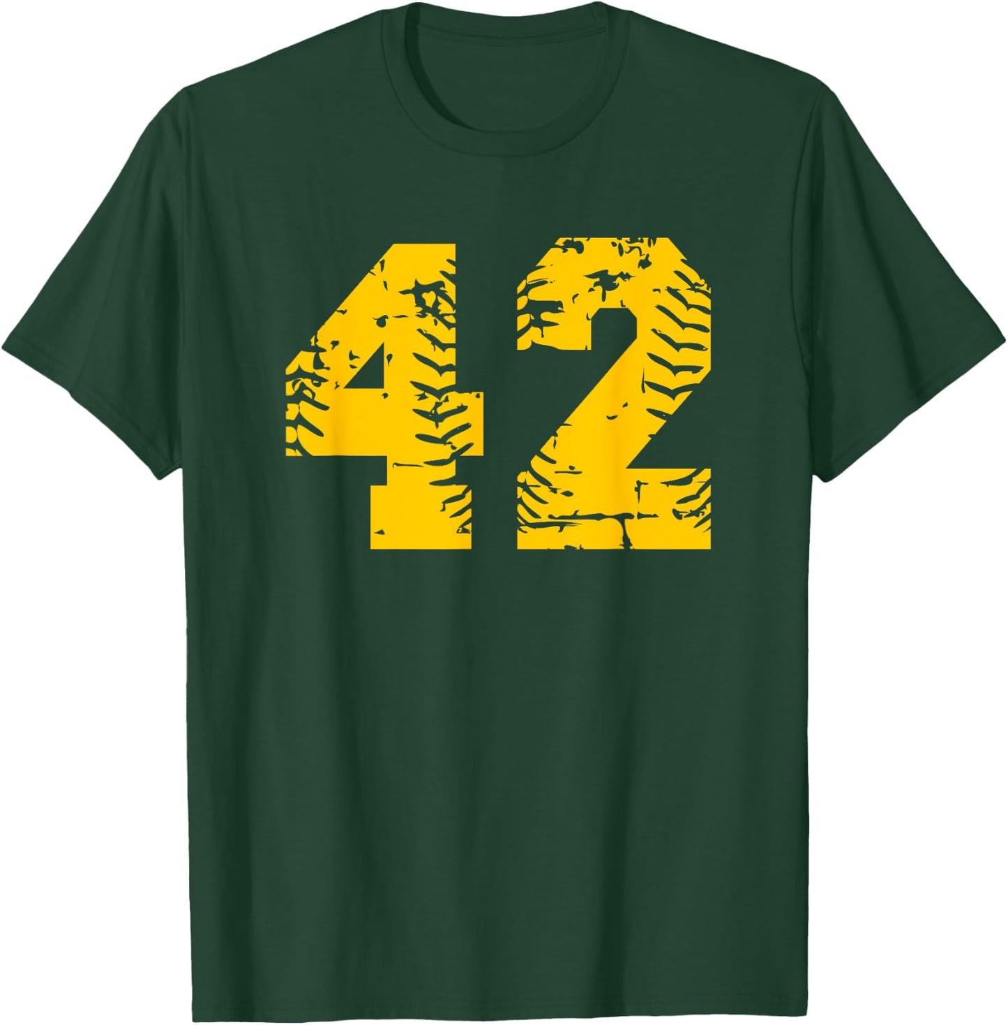 Number #42 Baseball Softball Yellow Number T-Shirt - T-Shirt | Forest