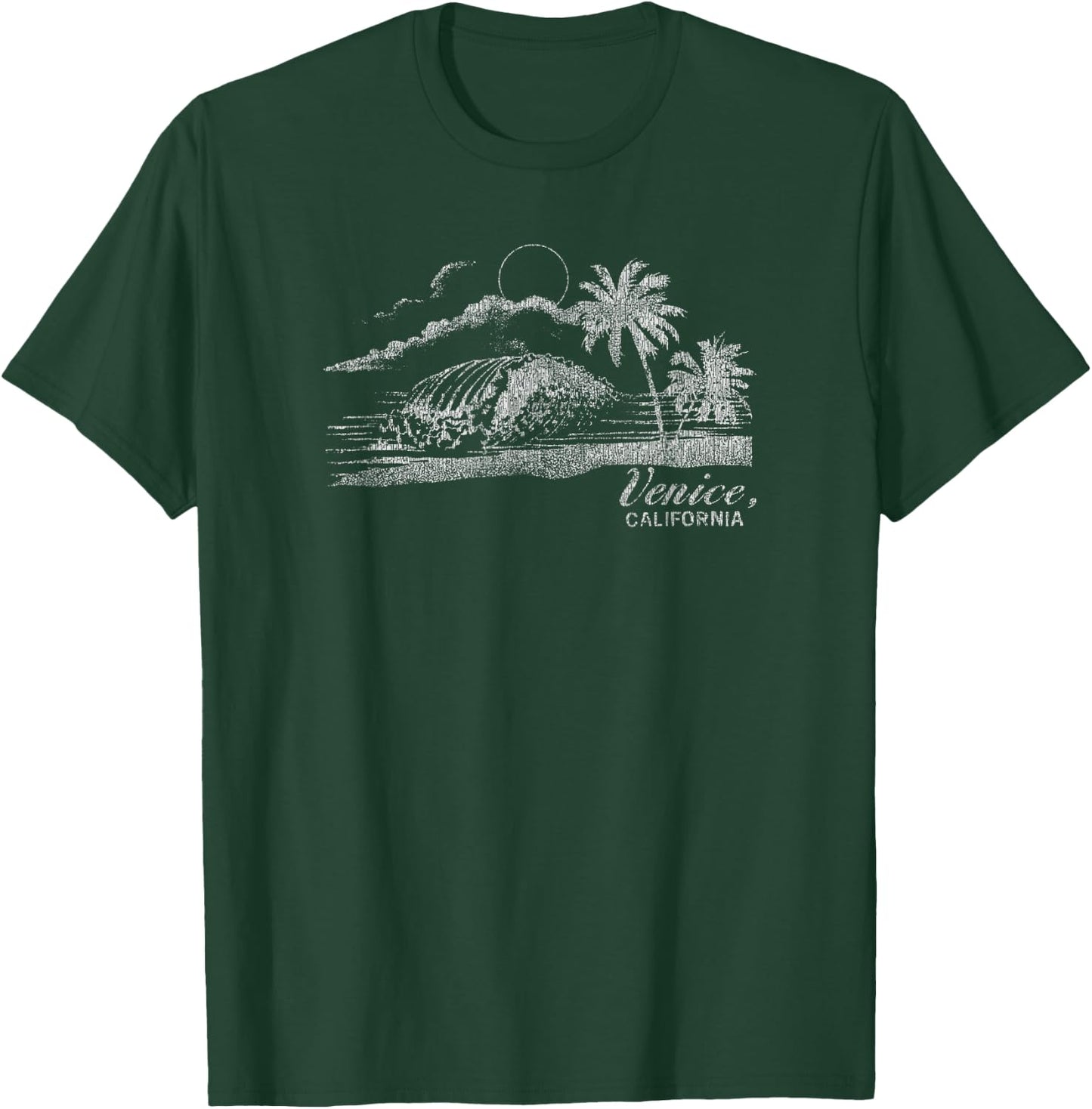 Trendy Classic Centered Venice Beach Wave T-Shirt - T-Shirt | Forest