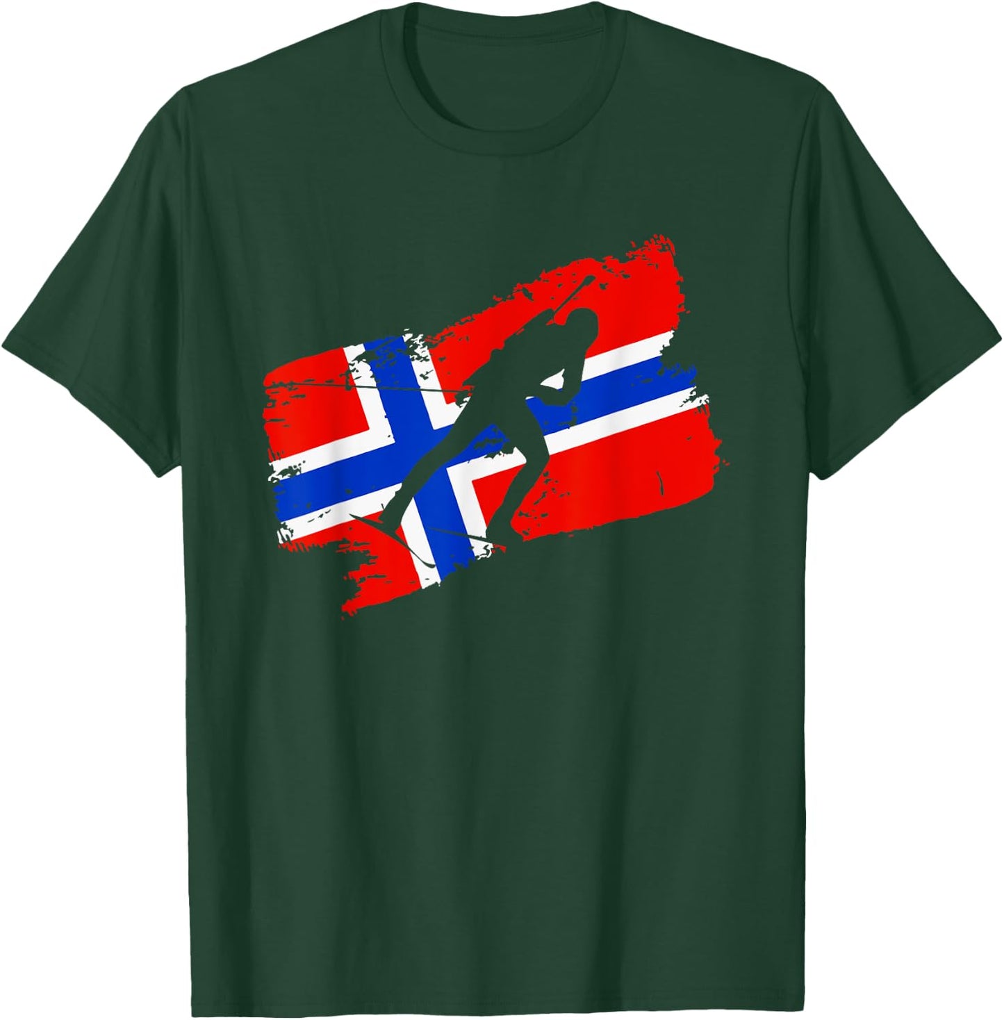 Biathlon Norway Flag Norweigan Cross Country Skiing Shooting T-Shirt - T-Shirt | Forest