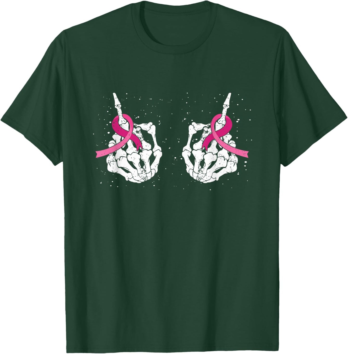 Skeleton Hand Fuck Cancer Pink Funny Breast Cancer Awareness T-Shirt - T-Shirt | Forest