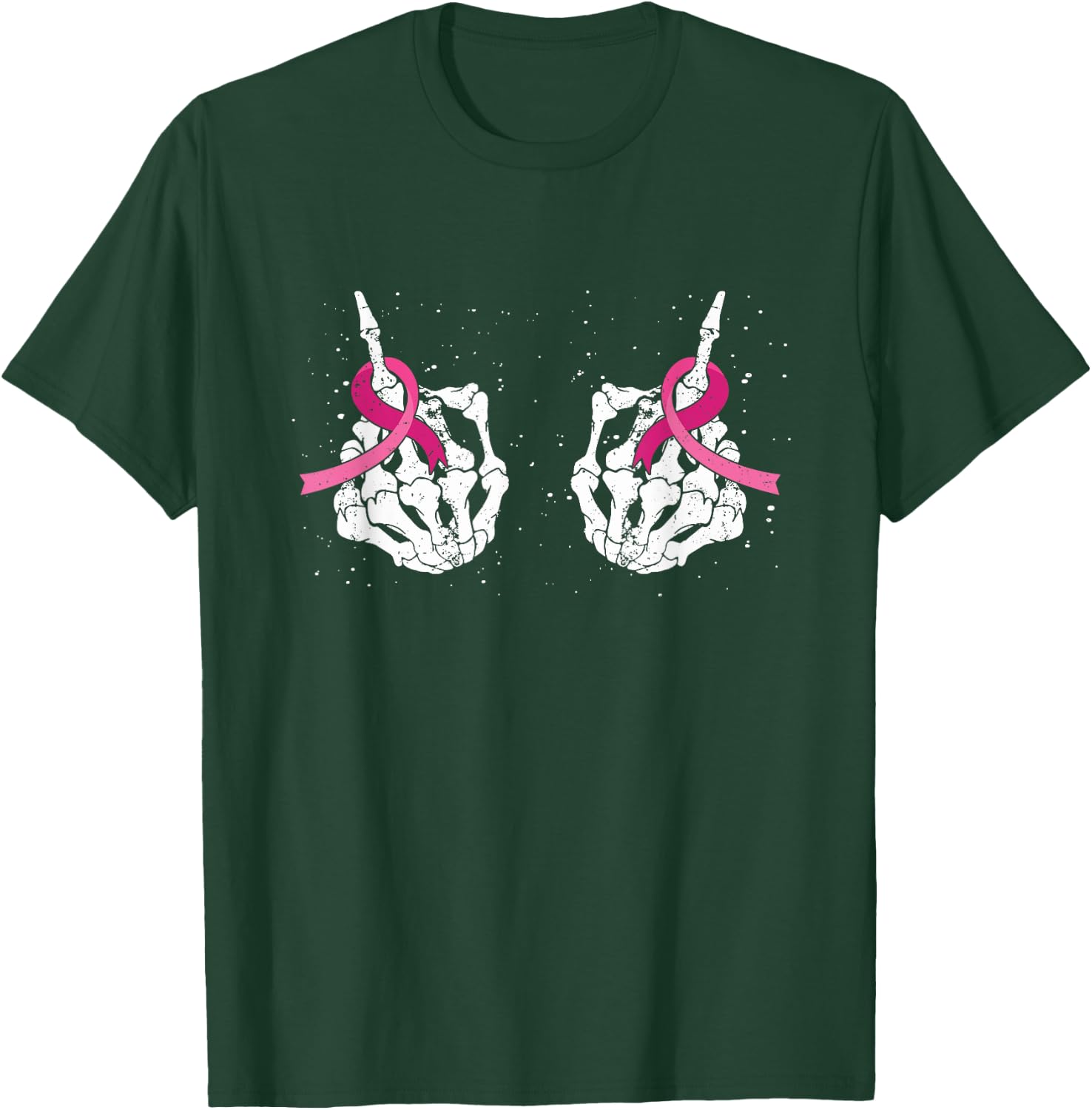 Skeleton Hand Fuck Cancer Pink Funny Breast Cancer Awareness T-Shirt - T-Shirt | Forest