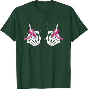 Skeleton Hand Fuck Cancer Pink Funny Breast Cancer Awareness T-Shirt - T-Shirt | Forest