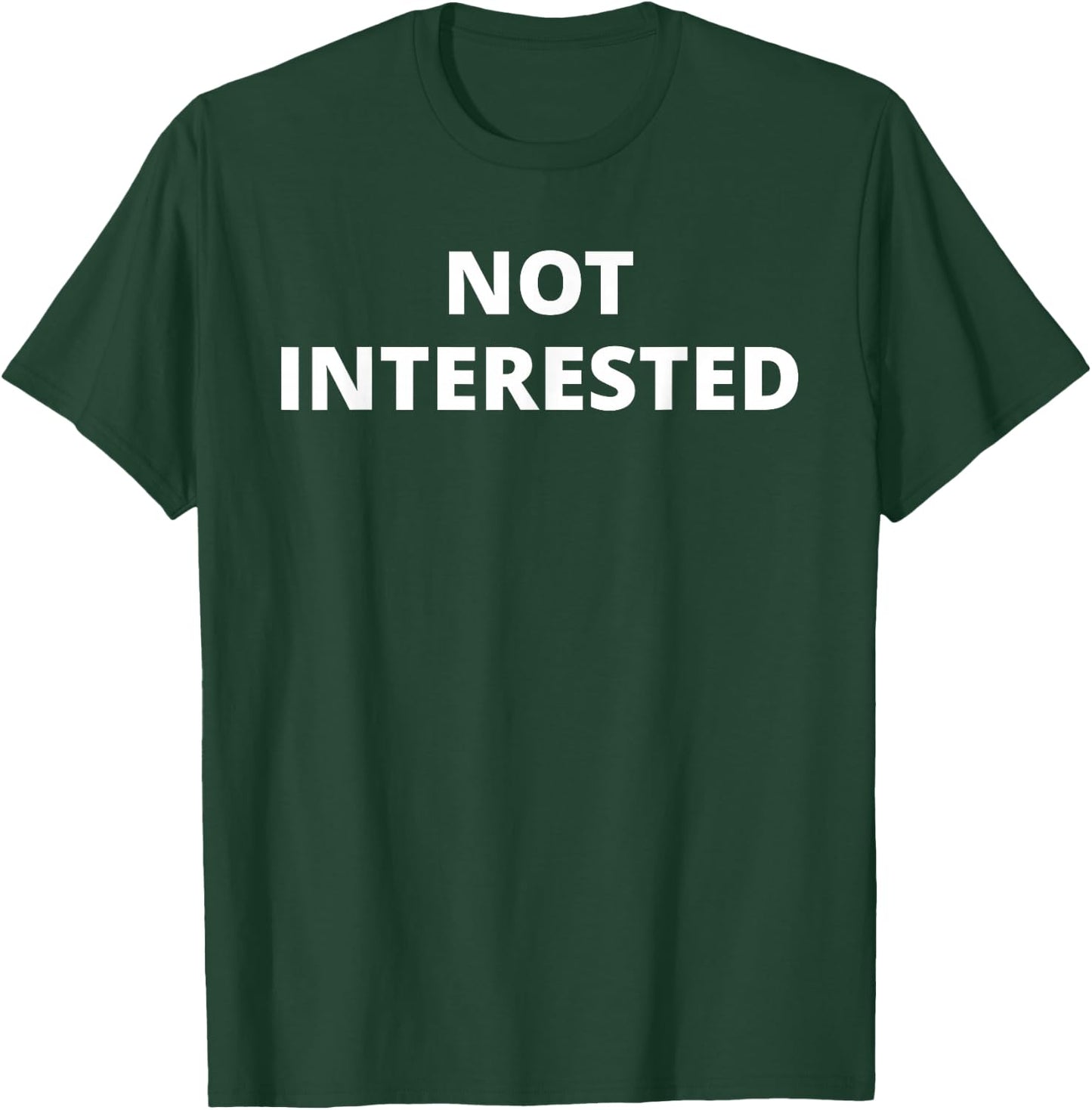 Random Comedy Creations Not Interested - Men's Black Cotton 100% Short Sleeve Classic Fit - Small T-Shirt - T-Shirt | Forest