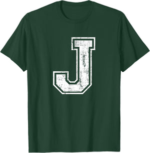 Letter J Uppercase Alphabet Initial School College Varsity T-Shirt - T-Shirt | Forest