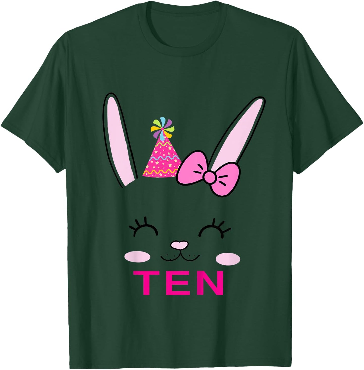 Kids Cute TEN year old Bunny Birthday Theme Party Outfit Girls T-Shirt - T-Shirt | Forest