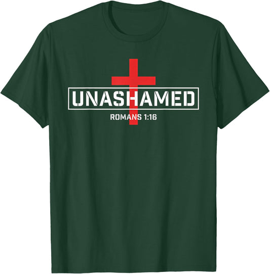 Unashamed Cross Inspirational Christian Religious Bible T-Shirt - T-Shirt | Forest