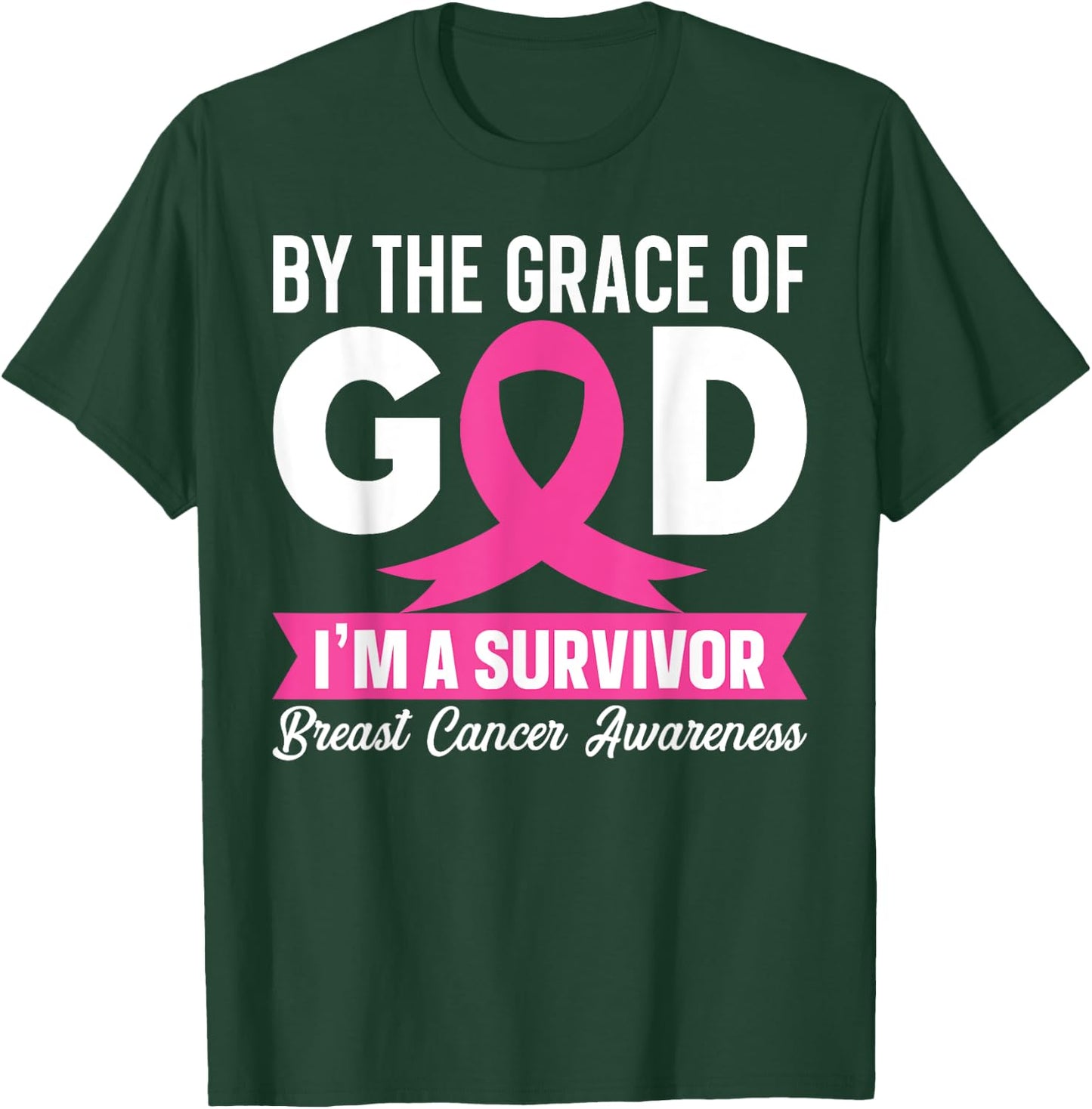 Breast Cancer Awareness Shirt God's Survivor Pink Ribbon T-Shirt - T-Shirt | Forest