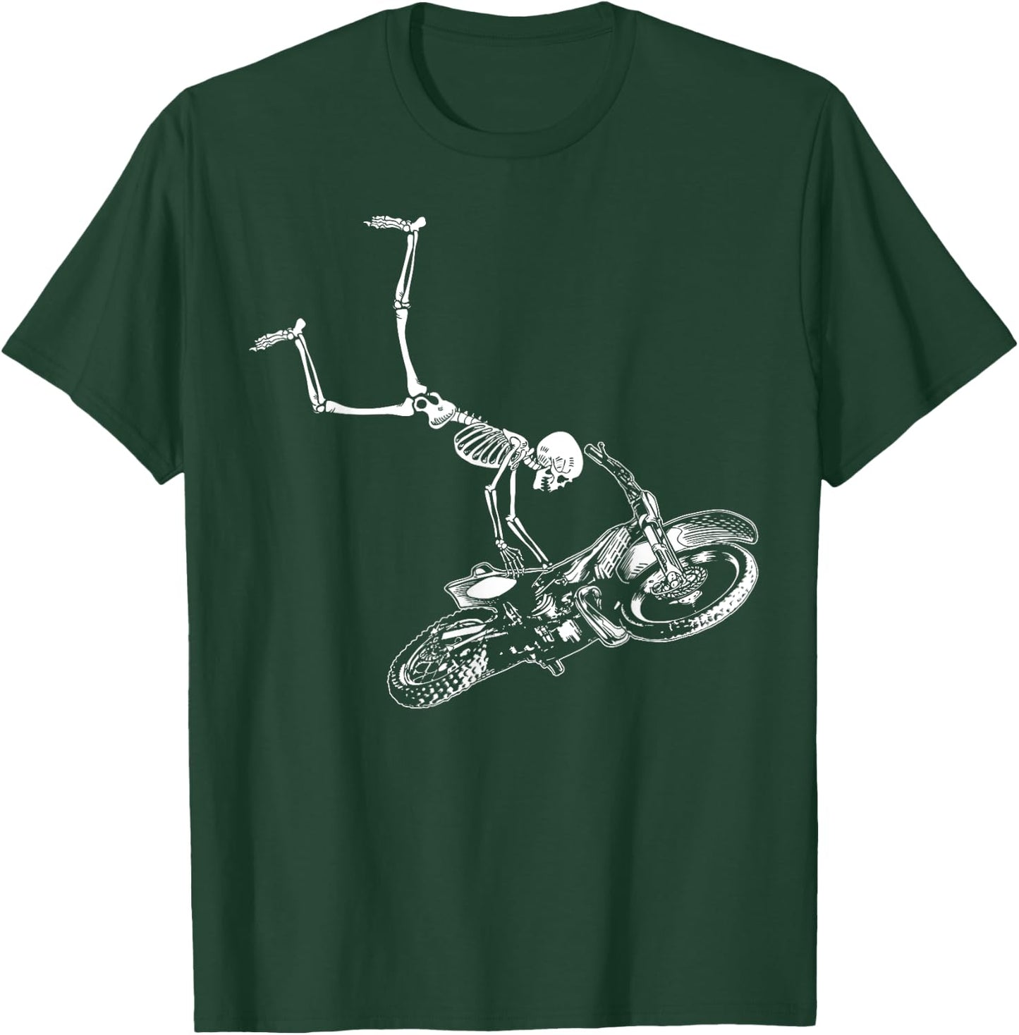 Funny Skeleton riding dirt bike men motocross biking T-Shirt - T-Shirt | Forest