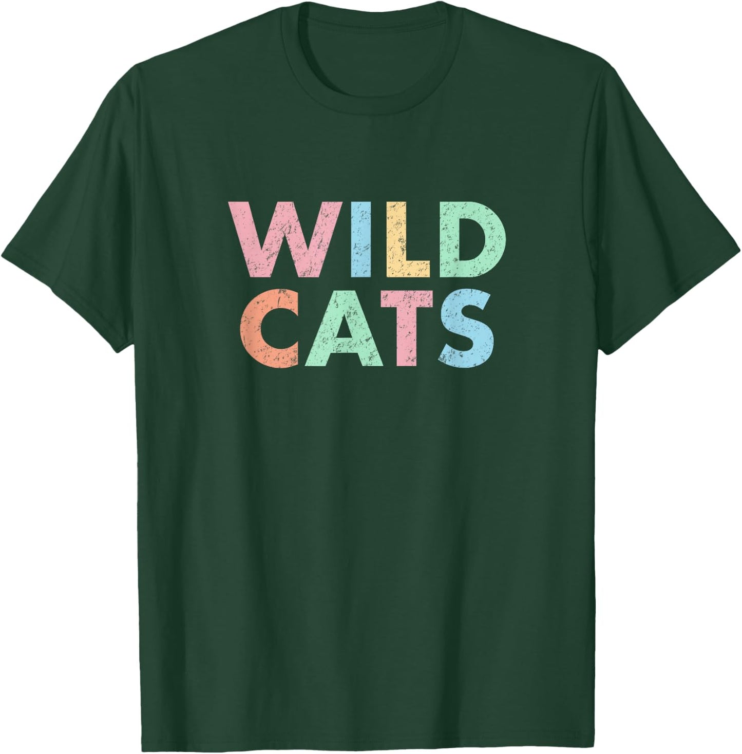 Wildcats Colorful School Sports Spirit Mascot Retro Wild Cat T-Shirt - T-Shirt | Forest