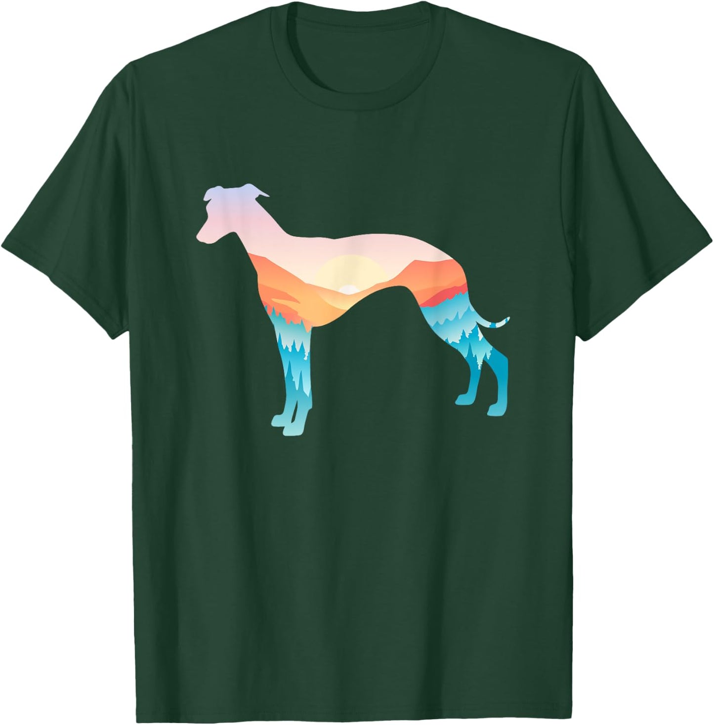 Whippet Nature Hiking Dog Sunrise Adventure T-Shirt - T-Shirt | Forest