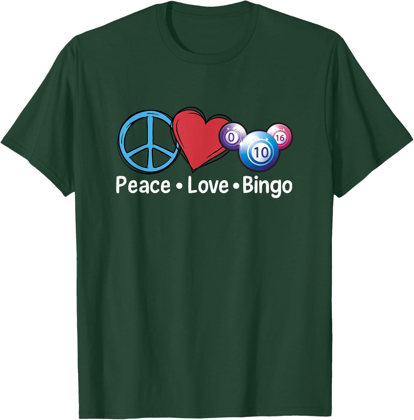 Peace Love Bingo Lucky Bingo Lover Gambling Game Player T-Shirt - T-Shirt | Forest
