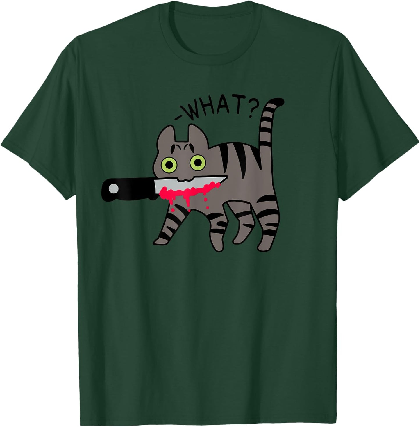 Cat What? Murderous Grey Tabby Cat With Knife Halloween Women T-Shirt - T-Shirt | Forest