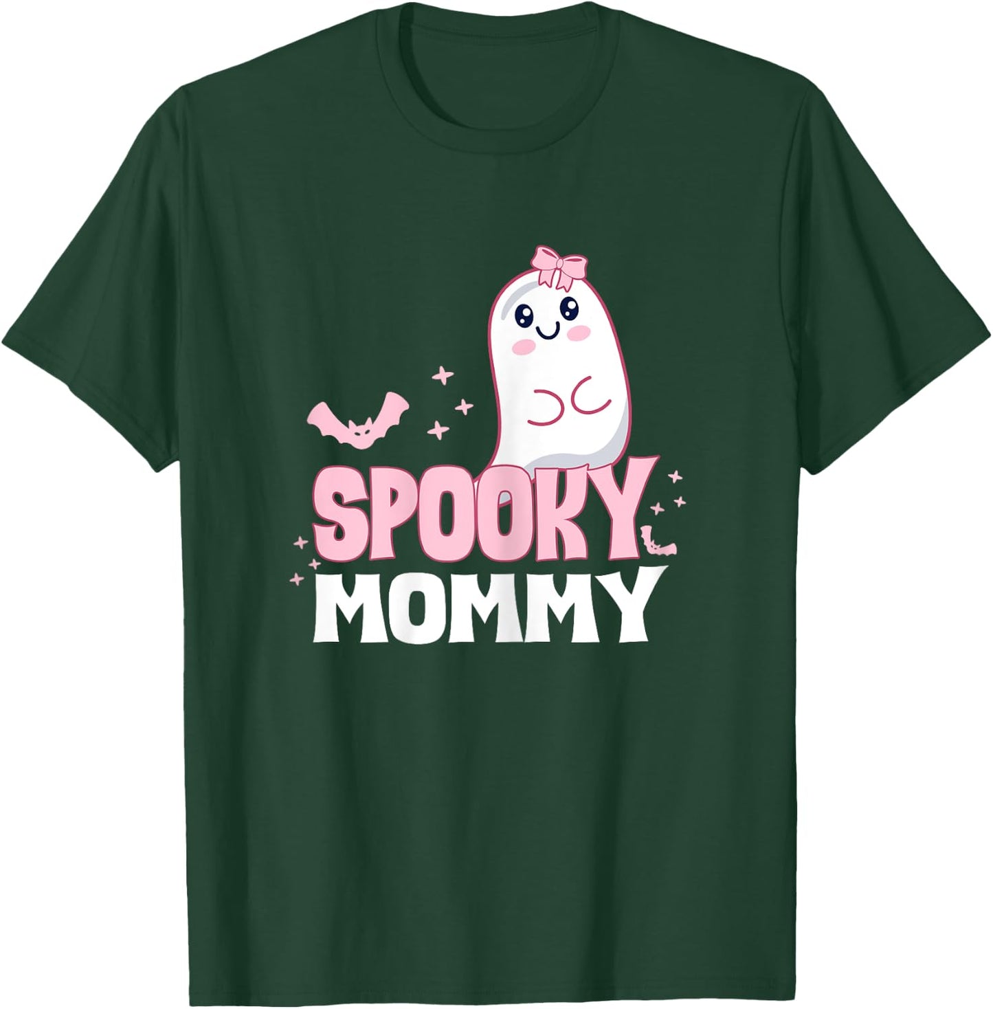 Spooky Mommy Family Cute Pink White Ghost Boo Halloween T-Shirt - T-Shirt | Forest