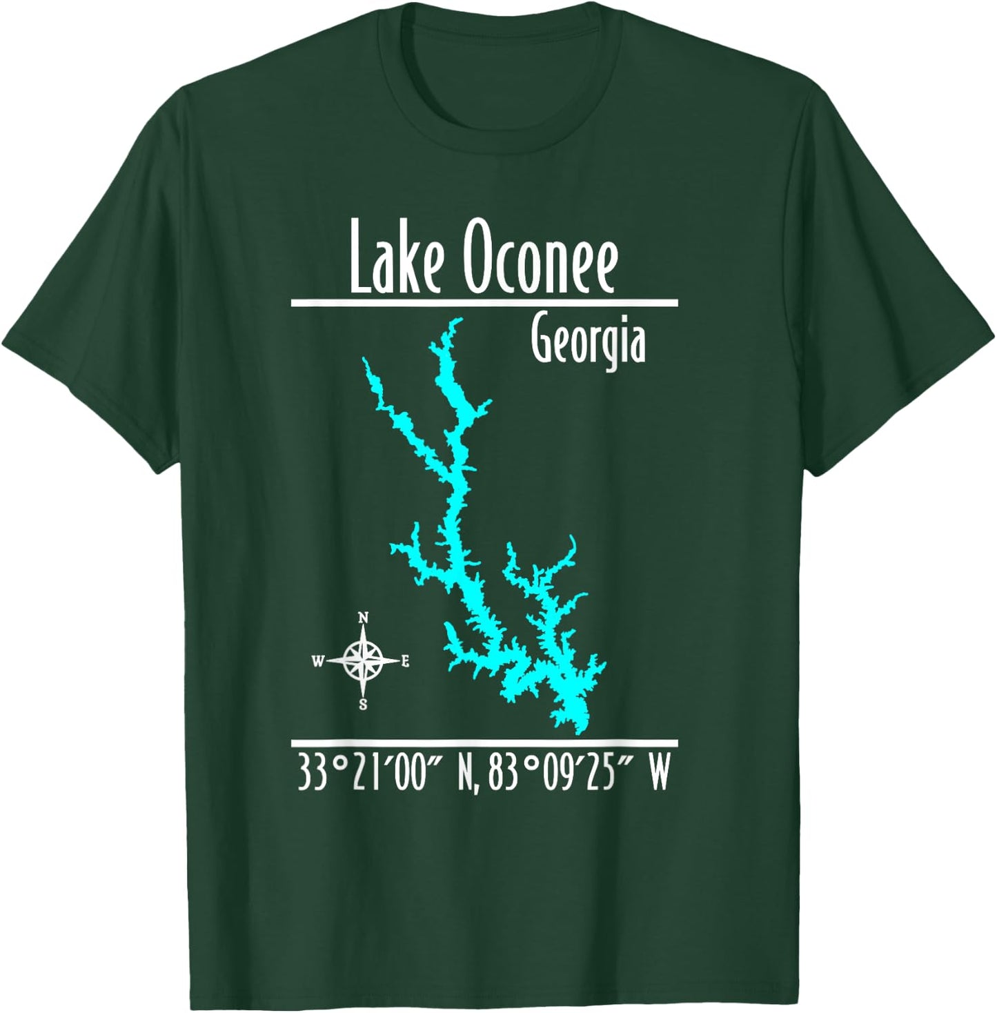 Modern Lake Oconee - Georgia T-Shirt - T-Shirt | Forest