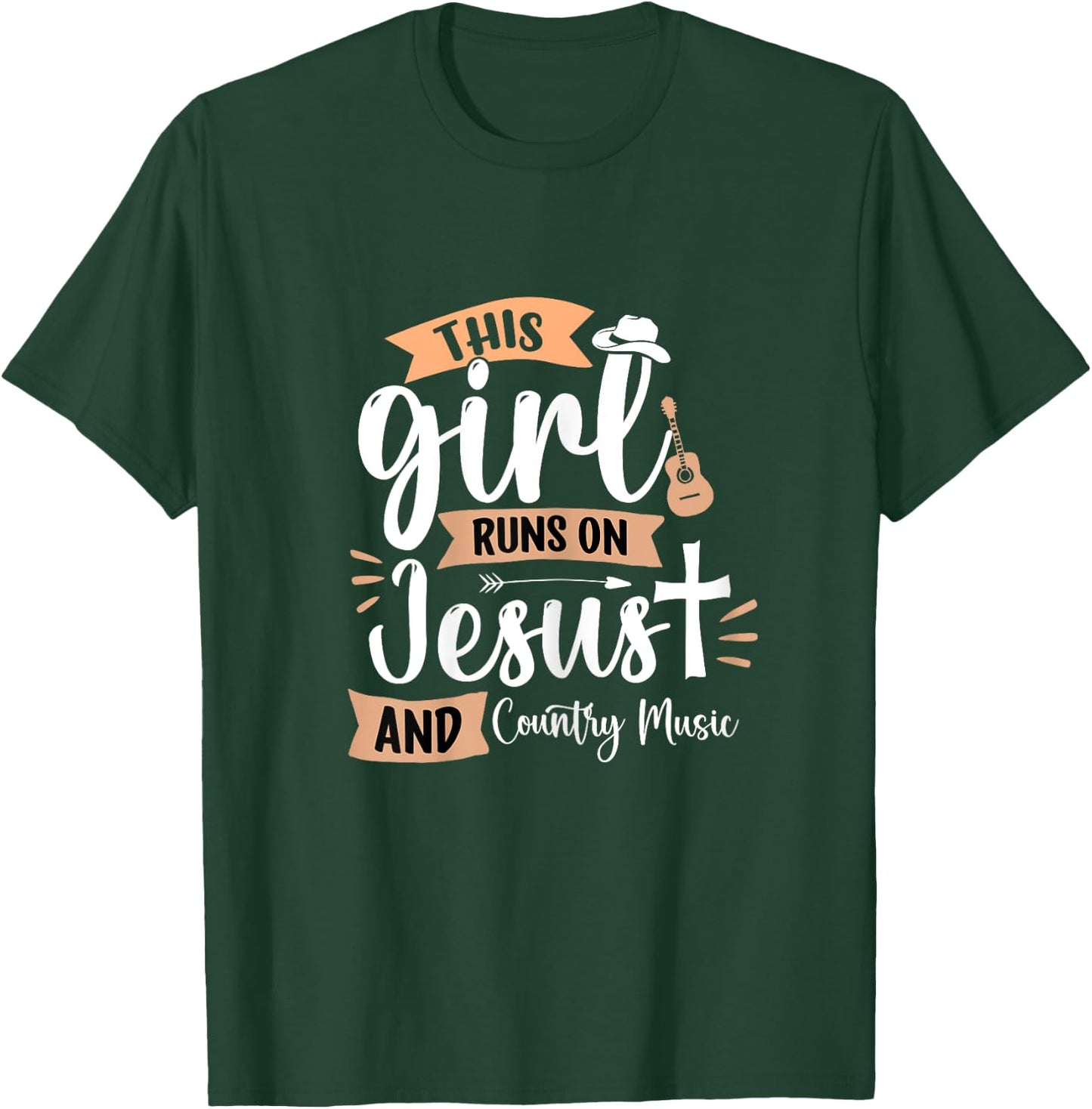 This Girl runs on Jesus and Country Music Christian Girls T-Shirt - T-Shirt | Forest