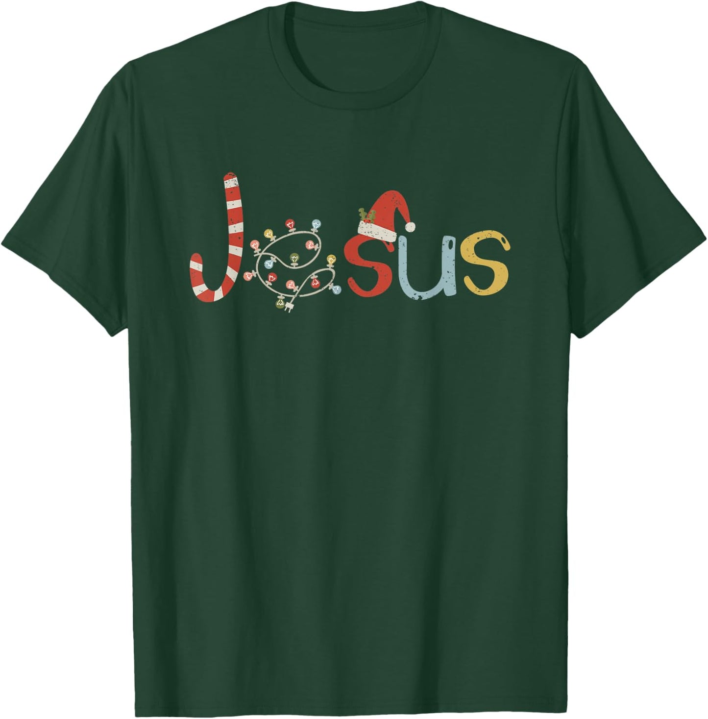 Jesus Candy Cane Funny Christmas Loves Christ Religous T-Shirt - T-Shirt | Forest