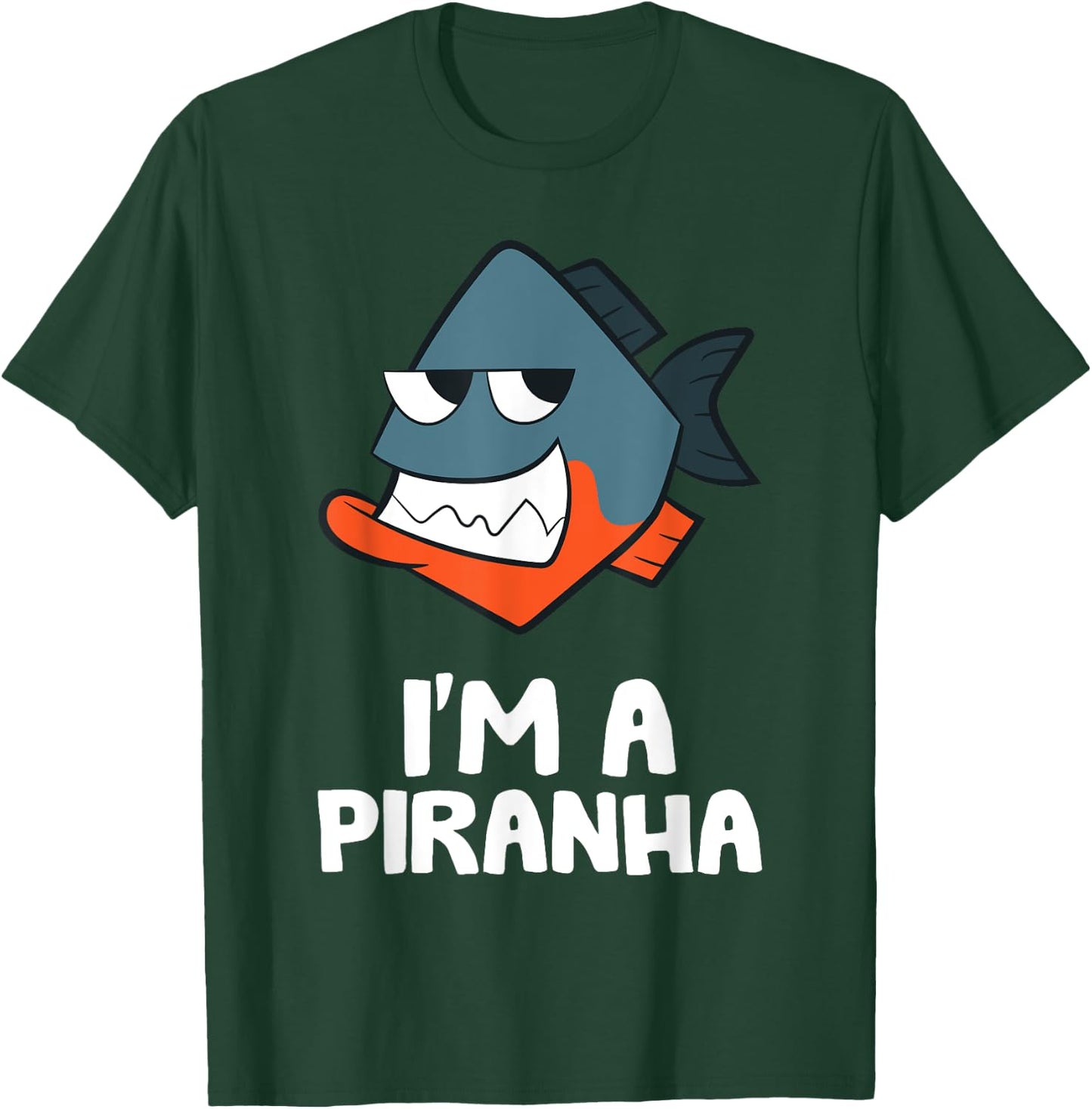 Funny Piranha Fish Gifts I'm A Piranha Kawaii Piranha Fish Drawing -Kids Black Small T-Shirt - T-Shirt | Forest