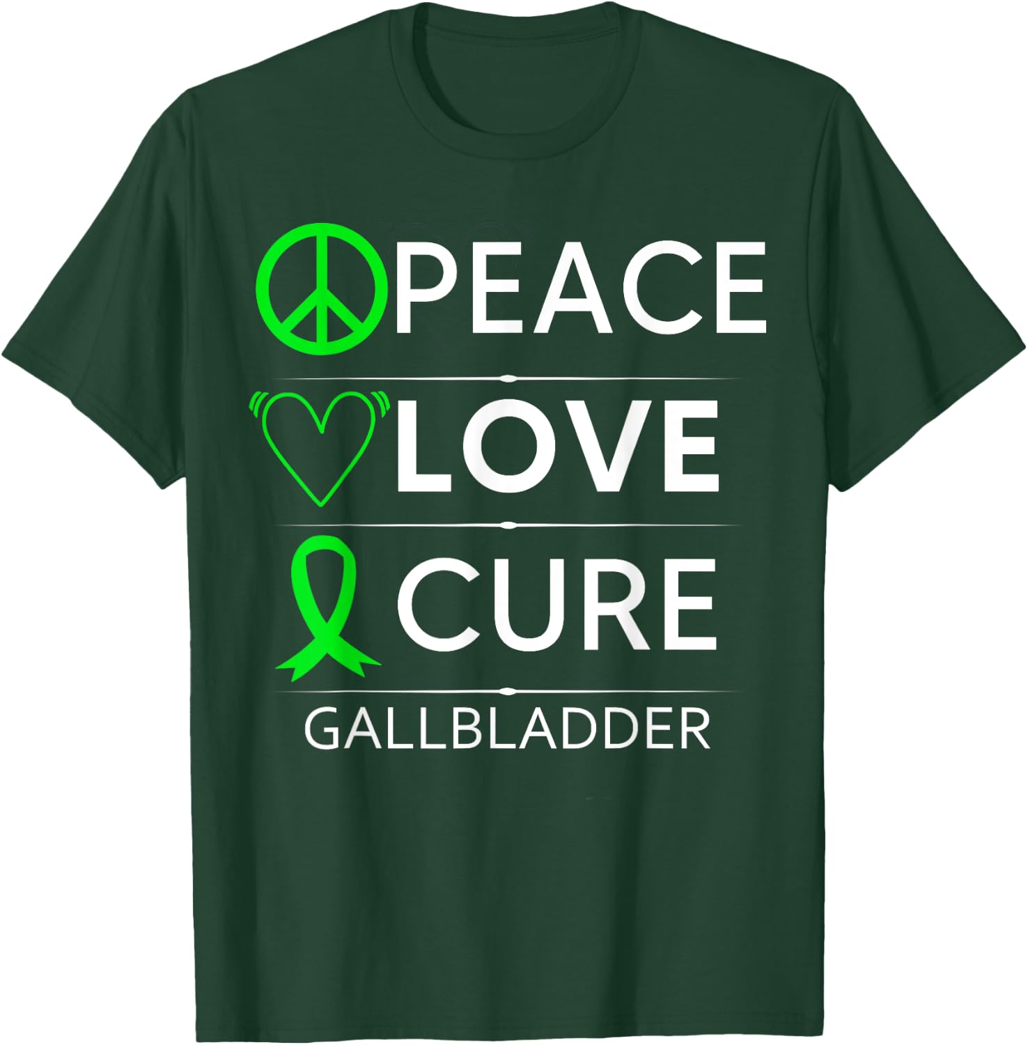 Gallbladder Awareness Gallstones Removal Green Ribbon T-Shirt - T-Shirt | Forest