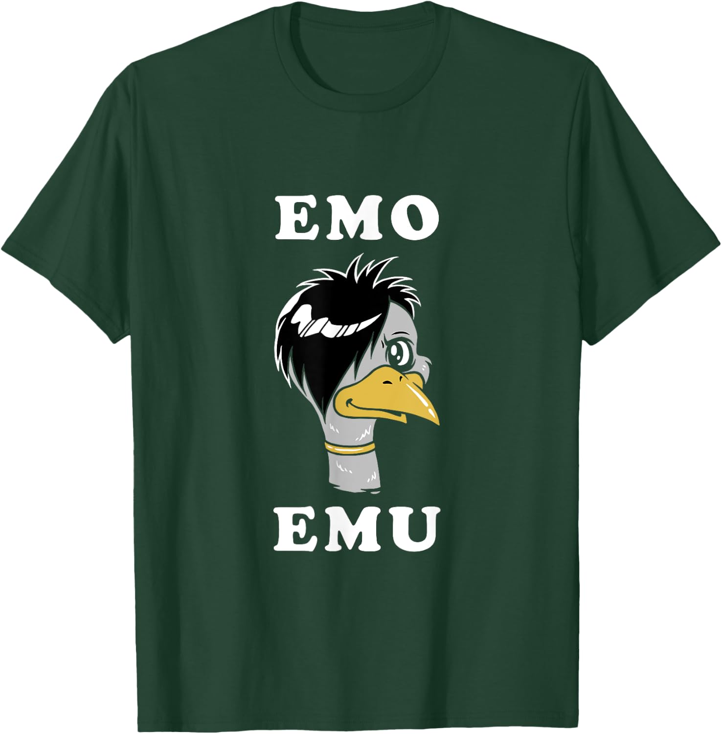 Emo Emu Funny Metal Gothic Emu Bird T-Shirt - T-Shirt | Forest