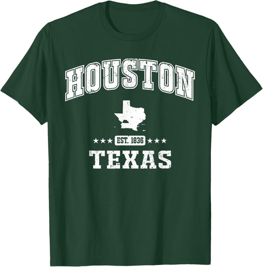 Houston Texas TX Vintage Sports Athletic T-Shirt - T-Shirt | Forest