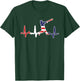 Home Run Baseball Flag Baseball Heartbeat T-Shirt - T-Shirt | Forest