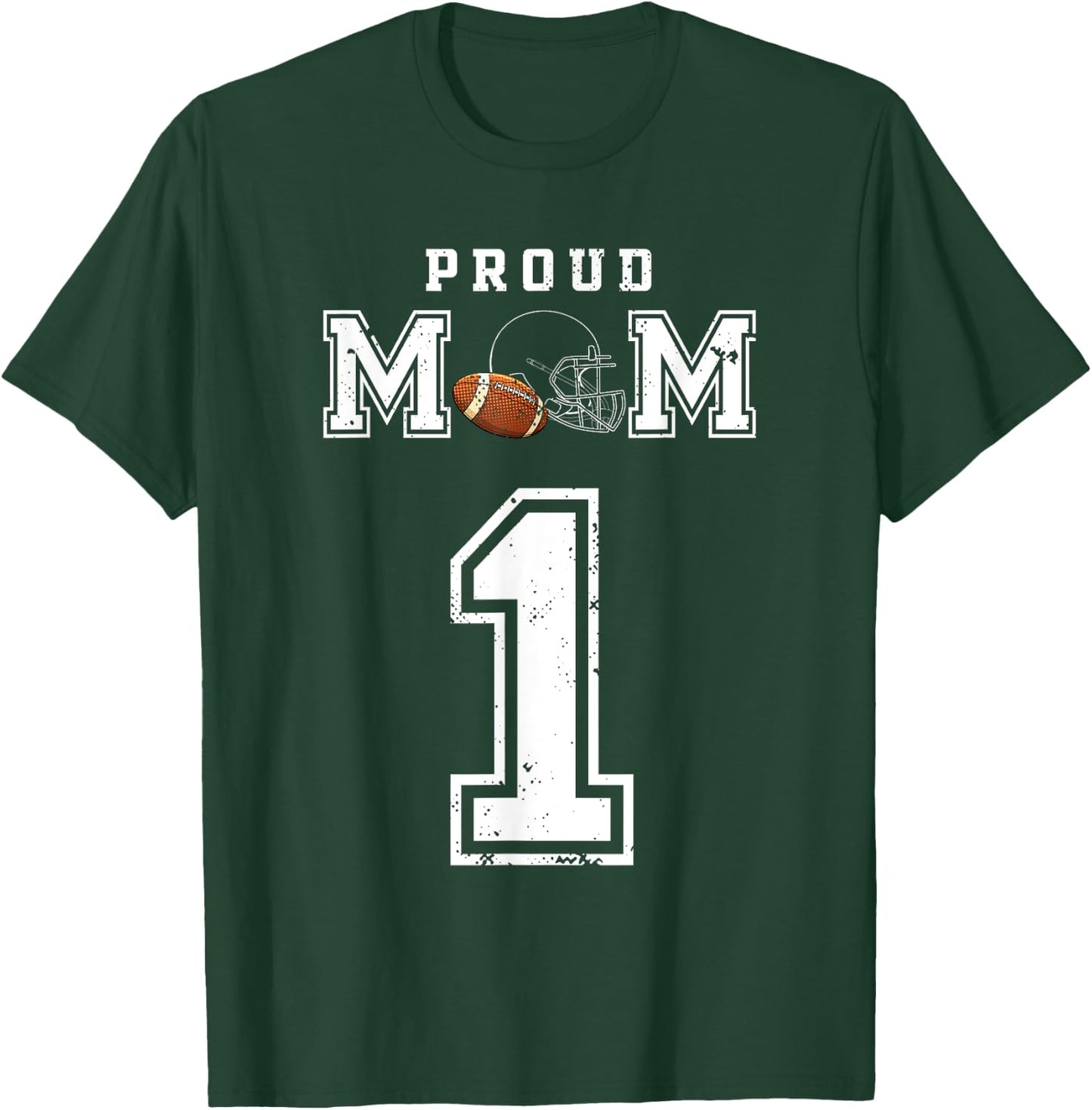 Proud Football Mom Number 1 Personalized Custom For Mom T-Shirt - T-Shirt | Forest