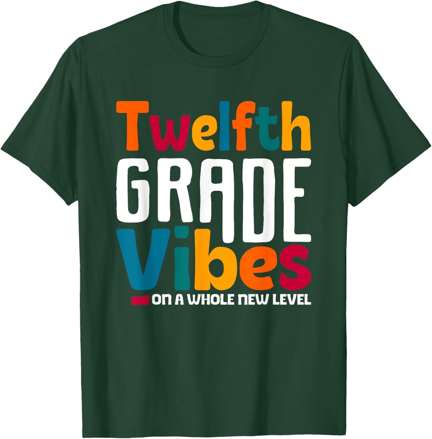 Twelfth Grade Vibes Vintage 1st Day School Team 12th Grade T-Shirt - T-Shirt | Forest