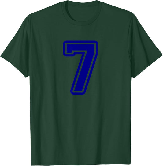 Number #7 Blue Sport Varsity Number 7 T-Shirt - T-Shirt | Forest