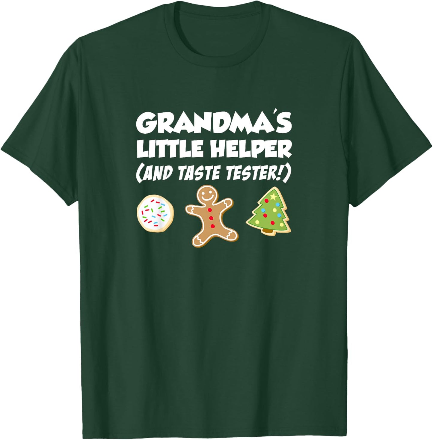 Kids Grandma's Little Helper Christmas Cookie Baking T-Shirt - T-Shirt | Forest
