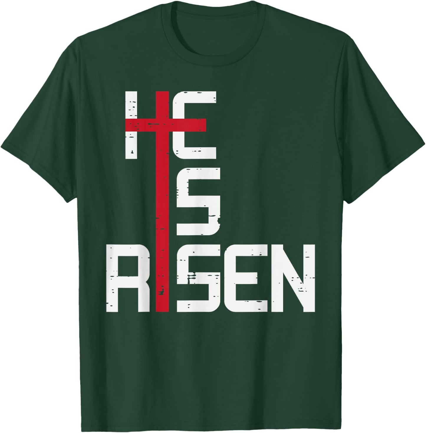 He Is Risen Cross Jesus Easter Christian Religious Men Teens T-Shirt - T-Shirt | Forest