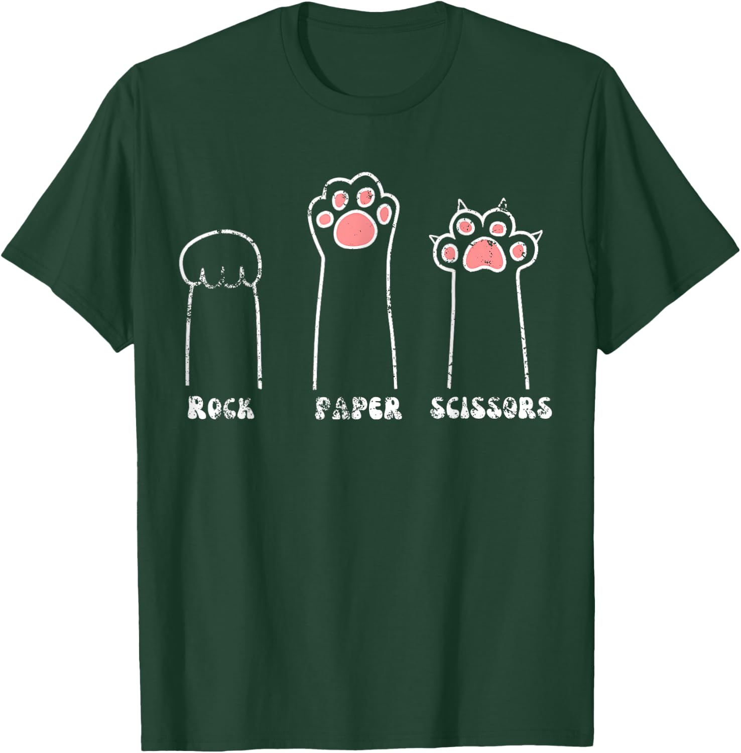 Rock Paper Scissors Hand Game Cute Paw Pet Lover Funny Cat T-Shirt - T-Shirt | Forest