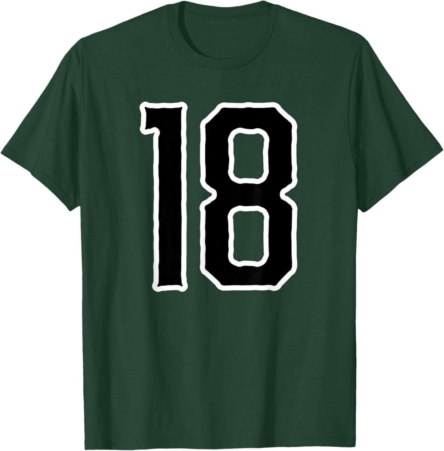 Number #18 White Black Sport Number 18 T-Shirt - T-Shirt | Forest