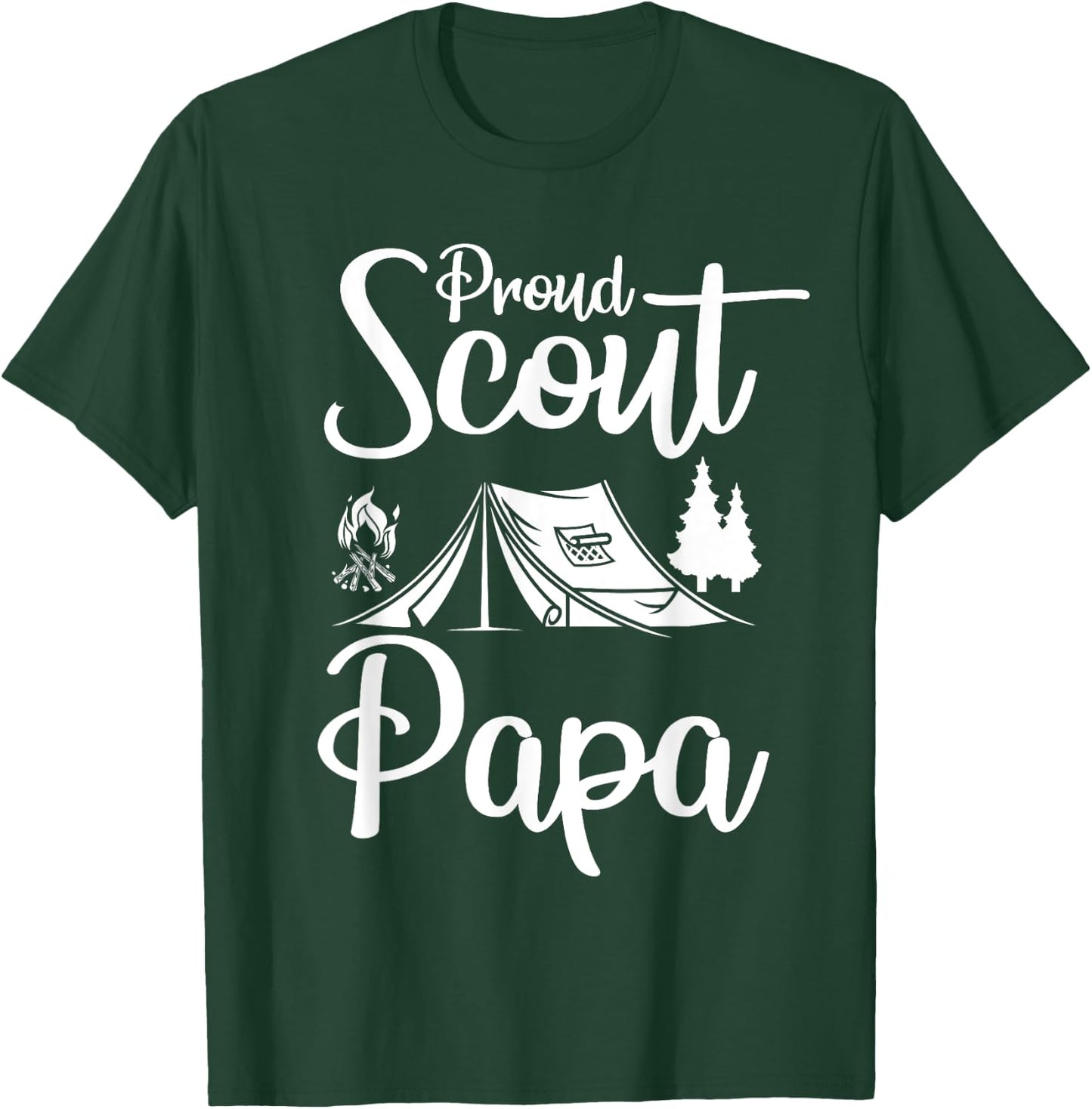 Proud Scout Papa Camping Scouting Tent Scout Dad Leader T-Shirt - T-Shirt | Forest