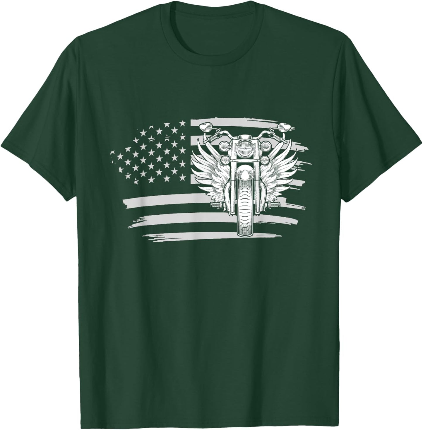 Patriotic American Biker Motorcycle Rider Gift US Flag Biker Men T-Shirt - T-Shirt | Forest