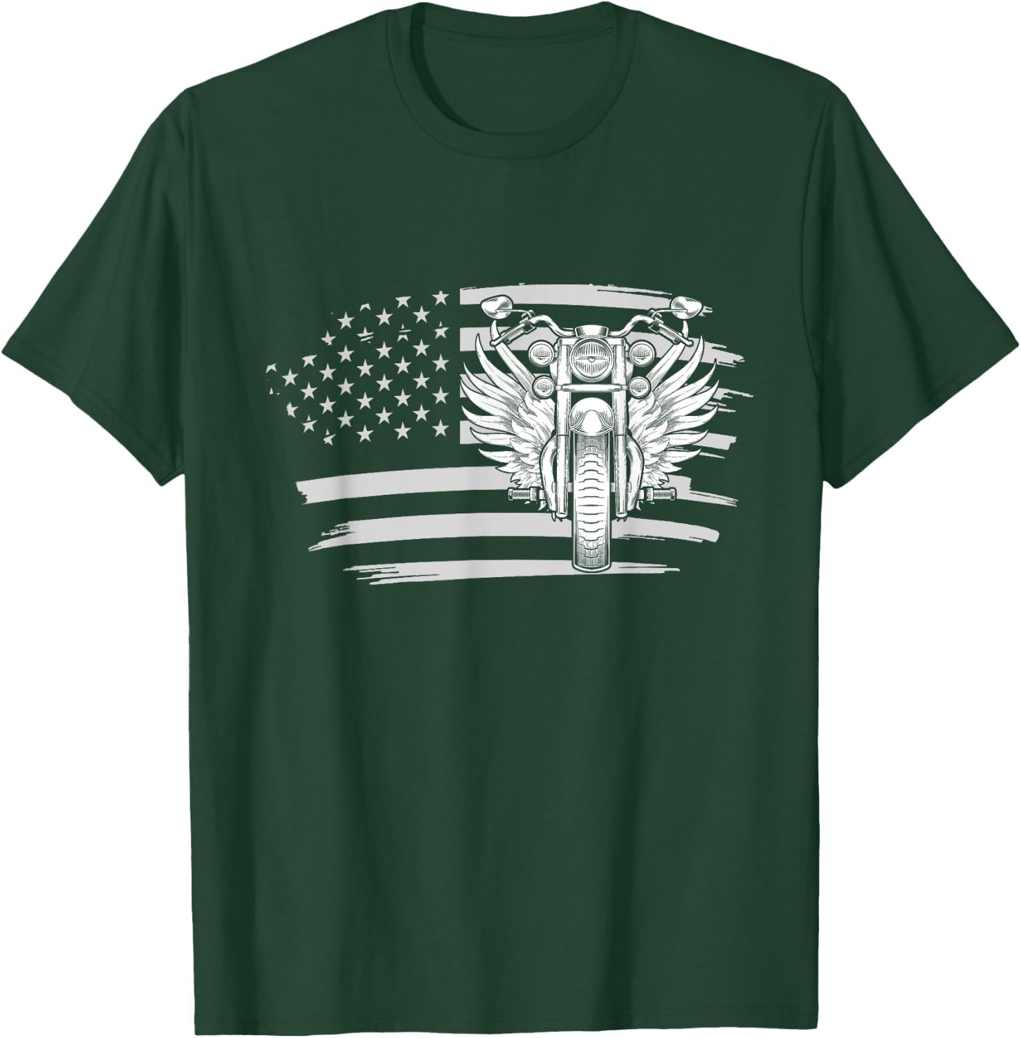 Patriotic American Biker Motorcycle Rider Gift US Flag Biker Men T-Shirt - T-Shirt | Forest
