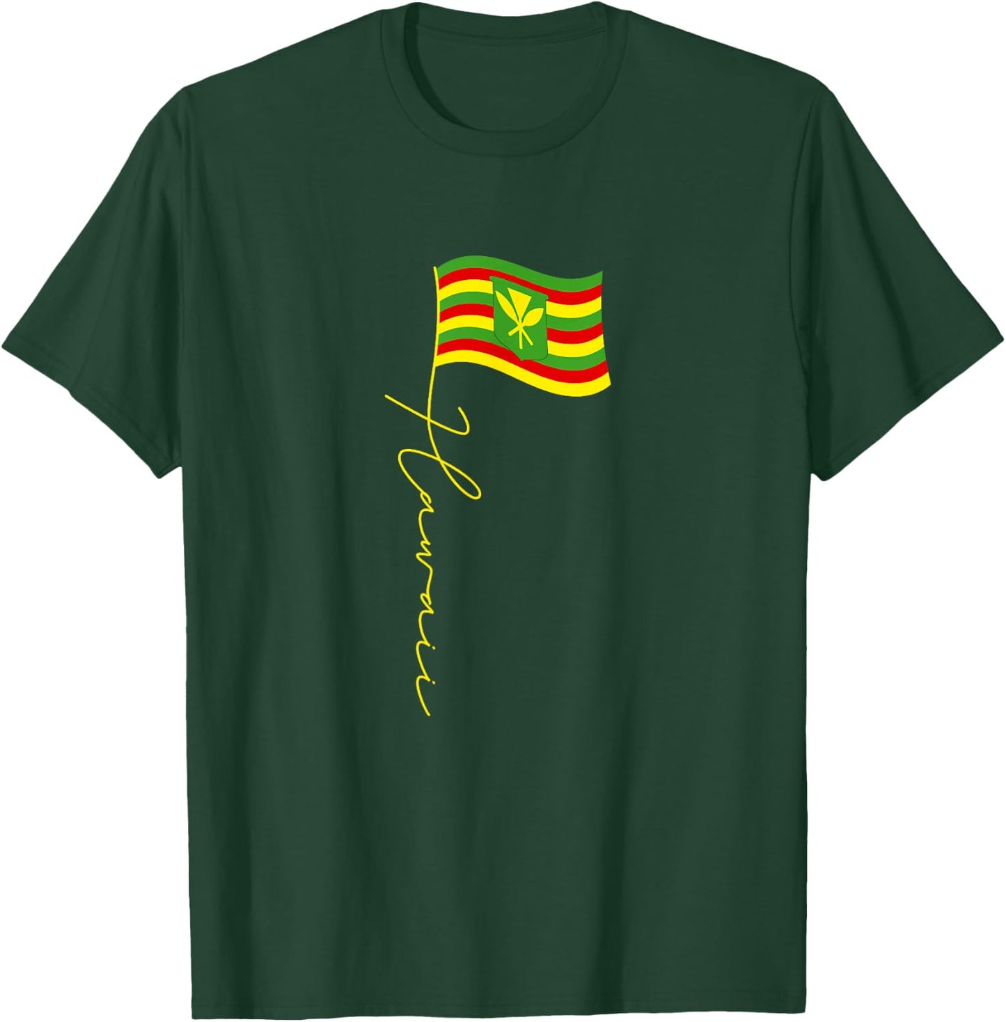 Hawaii Kanaka Maoli Signature Flag Pole - Hawaiian Flag T-Shirt - T-Shirt | Forest