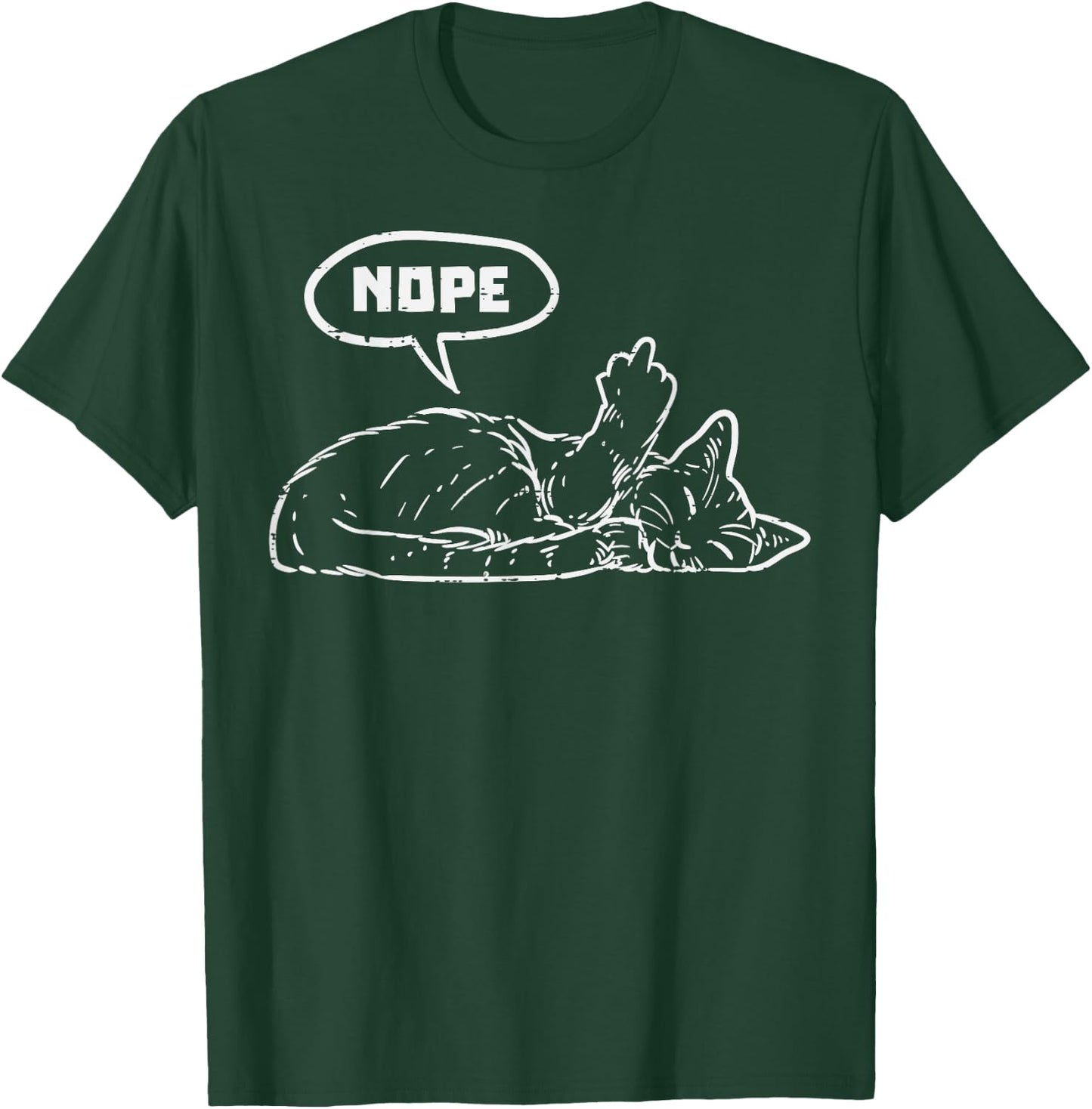 Cat Nope Finger Funny Lazy Kitten Feline Animal Lover T-Shirt - T-Shirt | Forest