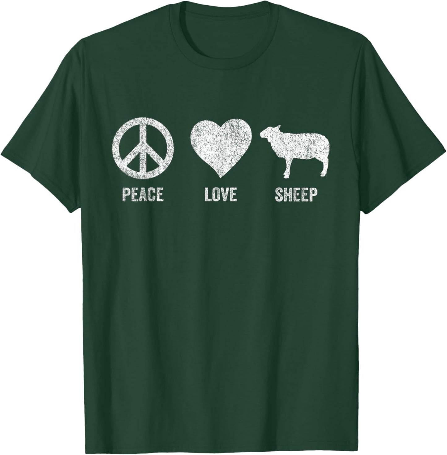 Peace Love Sheep Lover Funny Sheep Quote Retro T-Shirt - T-Shirt | Forest