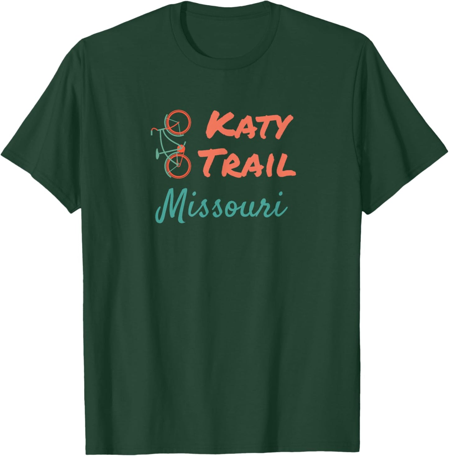 Katy Trail Missouri Orange Green Bike T-Shirt - T-Shirt | Forest