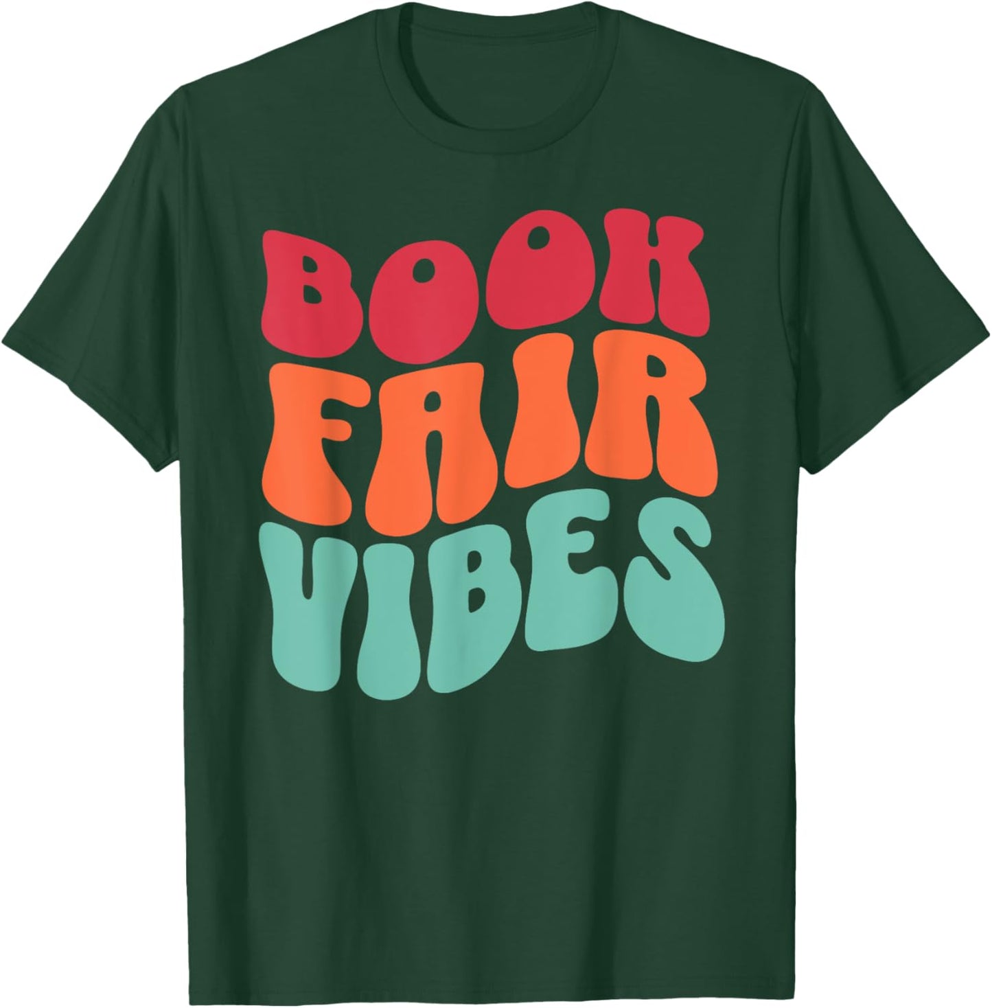 School Book Fair Vibe Groovy 70s Retro Reading Librarian T-Shirt - T-Shirt | Forest